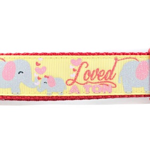 Lemon Loved a Ton Elephant Dog Collar - 1 inch wide - buckle or martingale collar - valentines day dog collar - hearts collar - valentine