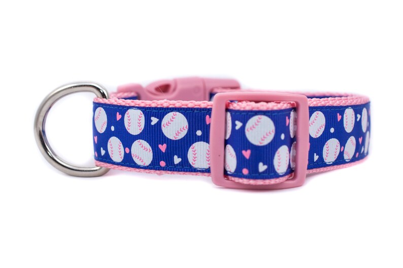 Pink Baseball Dog Collar 1 Inch Wide Buckle or Martingale Etsy