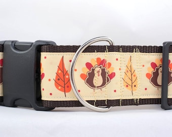 Thanksgiving Turkey Dog Collar - 2 inch wide - buckle or martingale - fall dog collar