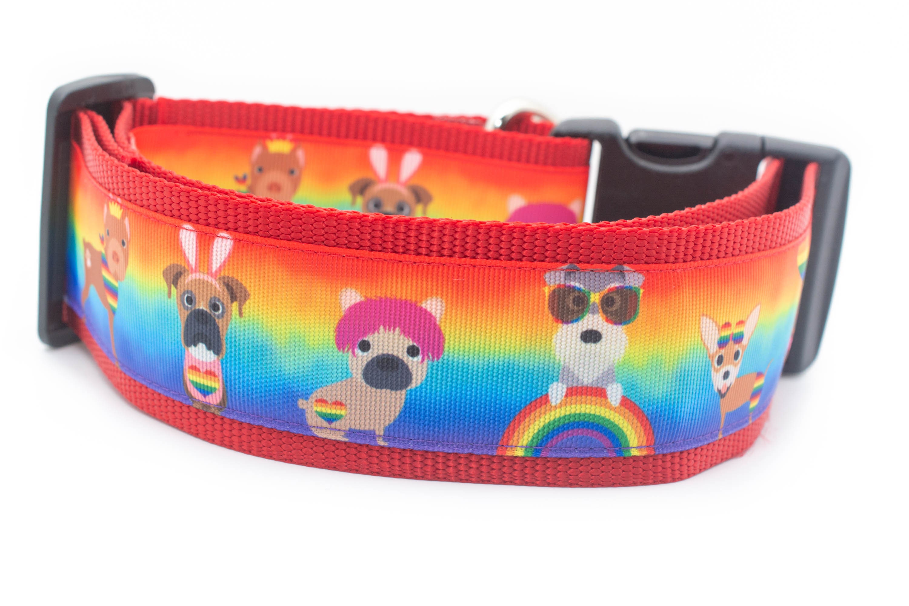 Pride Dogs Collar - 2 Inch Wide Buckle Or Martingale Collar Lgbtq Dog Collars Rainbow Gay Pride Flag
