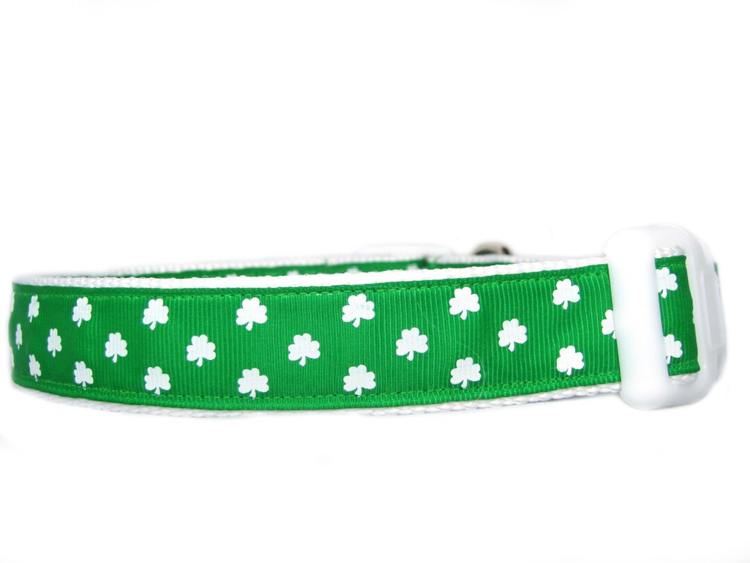 White Clover Dog Collar 1 Inch Wide Buckle or Martingale Collar Irish Dog Collar St Patricks Day