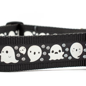 Glow in the Dark Ghosts Dog Collar - spooky Dog Collar- 1.5 inch wide - buckle or martingale collar - Fall dog collar - Halloween dog collar