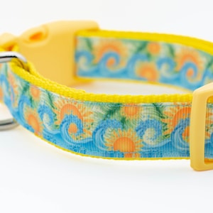 Summer Surf - 1 inch wide collar - buckle or martingale collar - nautical dog collar - summer dog collar - sunny dog collar - ocean waves image 5
