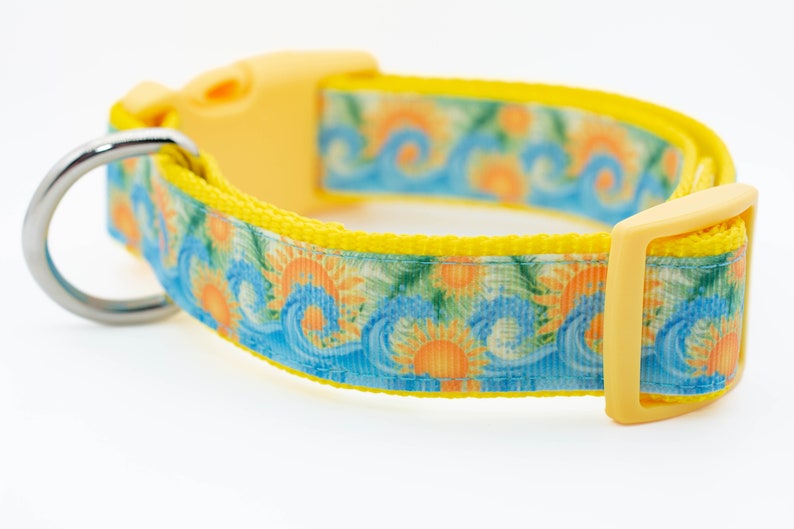 Summer Surf - 1 inch wide collar - buckle or martingale collar - nautical dog collar - summer dog collar - sunny dog collar - ocean waves image 5