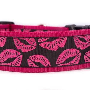 Valentine Kisses Dog Collar - 2 inch wide - buckle or martingale - valentine's day dog collar - love dog collar - spring collar - doggo