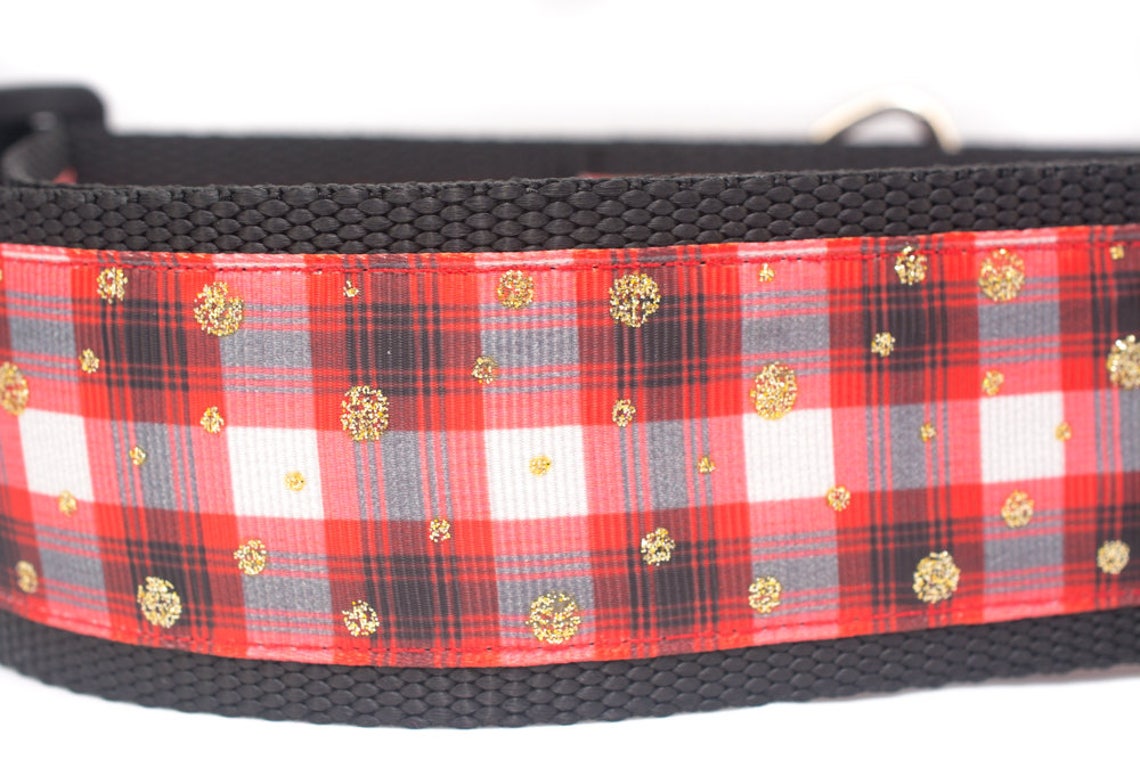Red Plaid Dog Collar 2 Inch Wide for Large Dogs Buckle or Etsy