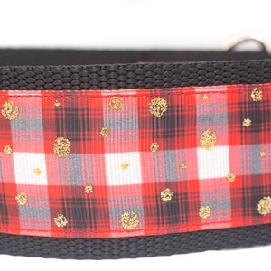 Red Plaid Dog Collar 2 inch wide for large dogs buckle or martingale collar boy dog collar rustic dog collar buffalo plaid collar image 3