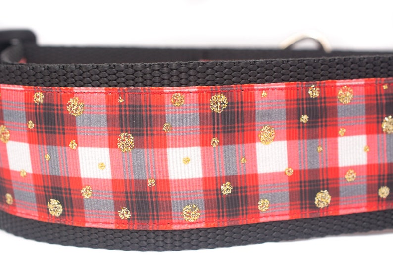 Red Plaid Dog Collar 2 inch wide for large dogs buckle or martingale collar boy dog collar rustic dog collar buffalo plaid collar image 3