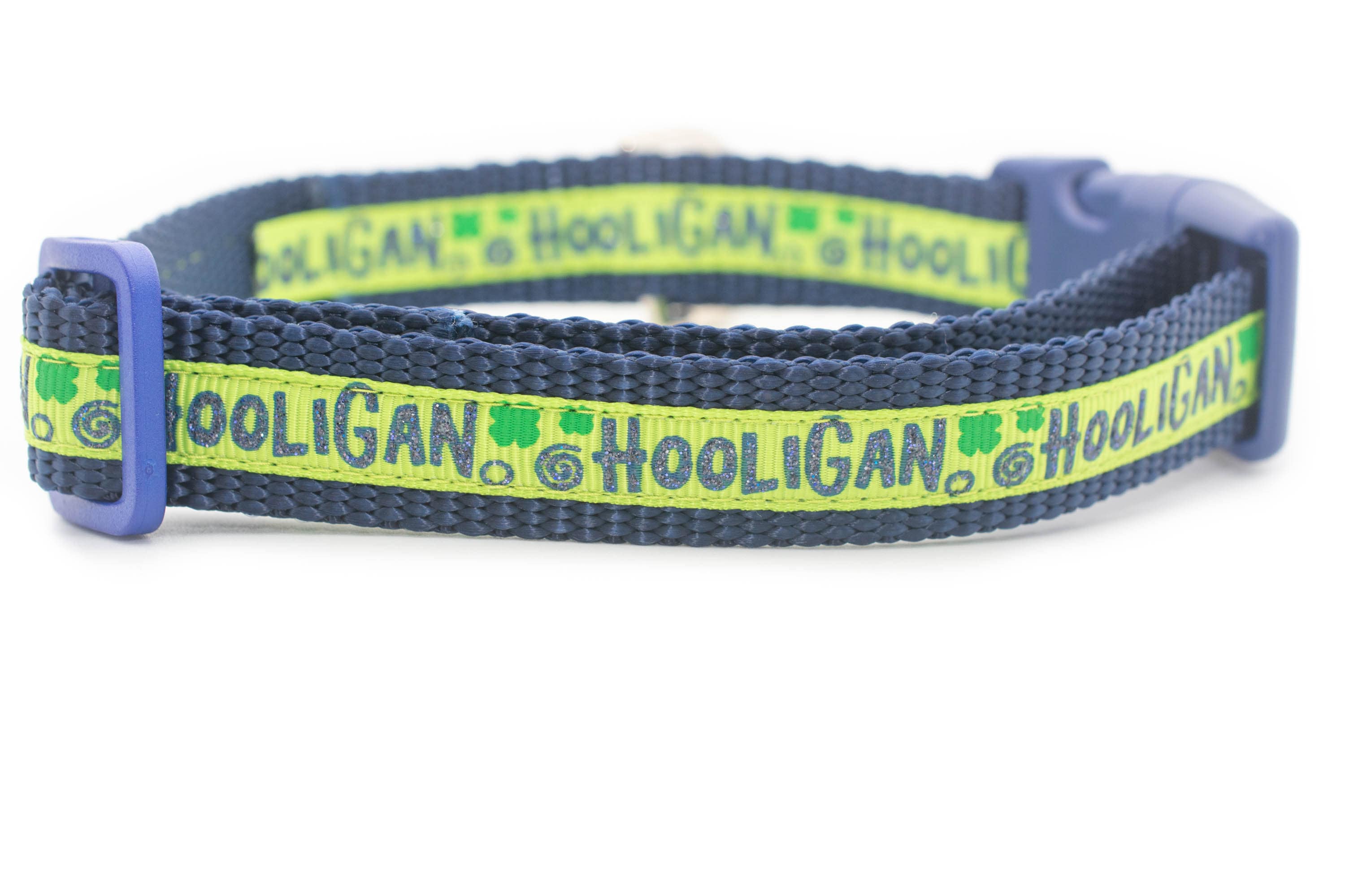 Hooligan Dog Collar - 3/4" Inch Wide Spring Dog Collar Shamrocks Boy Irish Clover Puppy