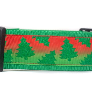 Glitter Christmas Tree Dog Collar - 2 inch wide  for XL dogs - buckle or martingale - holiday dog collar - christmas dog collar - winter