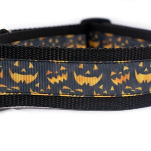 Halloween Dog Collar - Pumpkin Dog Collar- 1.5 inch wide - buckle or martingale collar - Fall dog collar - Jack-o-lantern dog collar - Fall