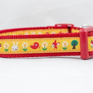 Summer Forest Dog Collar - 3/4" or 1" inch wide - buckle or martingale - woodland dog collar - floral dog collar - boy dog collar - fox