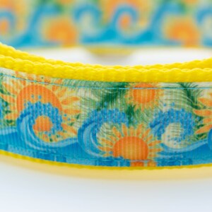 Summer Surf - 1 inch wide collar - buckle or martingale collar - nautical dog collar - summer dog collar - sunny dog collar - ocean waves image 6