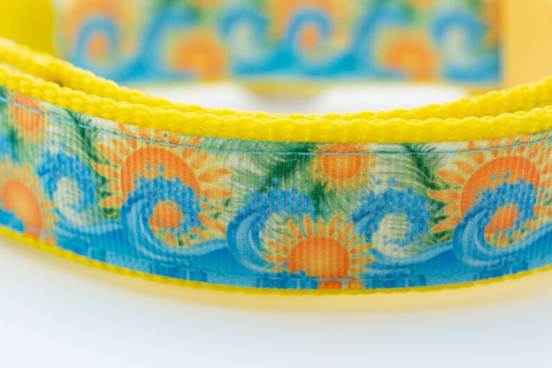 Summer Surf - 1 inch wide collar - buckle or martingale collar - nautical dog collar - summer dog collar - sunny dog collar - ocean waves image 6