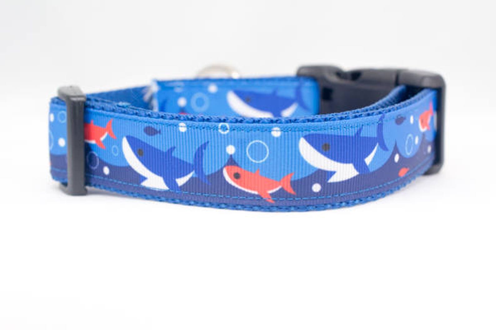 Blue Shark Dog Collar 1 Inch Wide Buckle or Martingale | Etsy