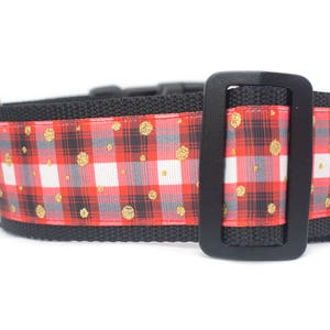 Red Plaid Dog Collar 2 inch wide for large dogs buckle or martingale collar boy dog collar rustic dog collar buffalo plaid collar image 4