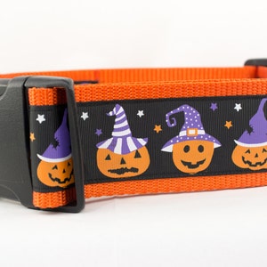 Pumpkin Dog Collar Witch Dog Collar 2 inch wide Fall dog collar halloween dog collars Autumn dog collar Pumpkins dog collar image 2