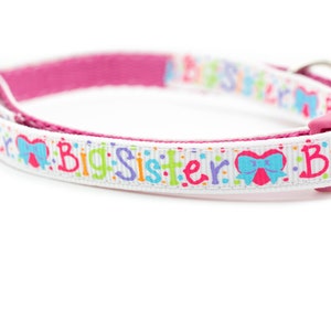 Big Sister Cat Collar 3/8 wide Bow breakaway buckle safety collar big sis cat collar kitten collar pink cat collar new baby zdjęcie 4