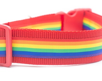 Pride Dog Collar - 1.5 inch wide - buckle or martingale collar - LGBTQ dog collars - rainbow dog collar - Gay pride dog collar - pride flag
