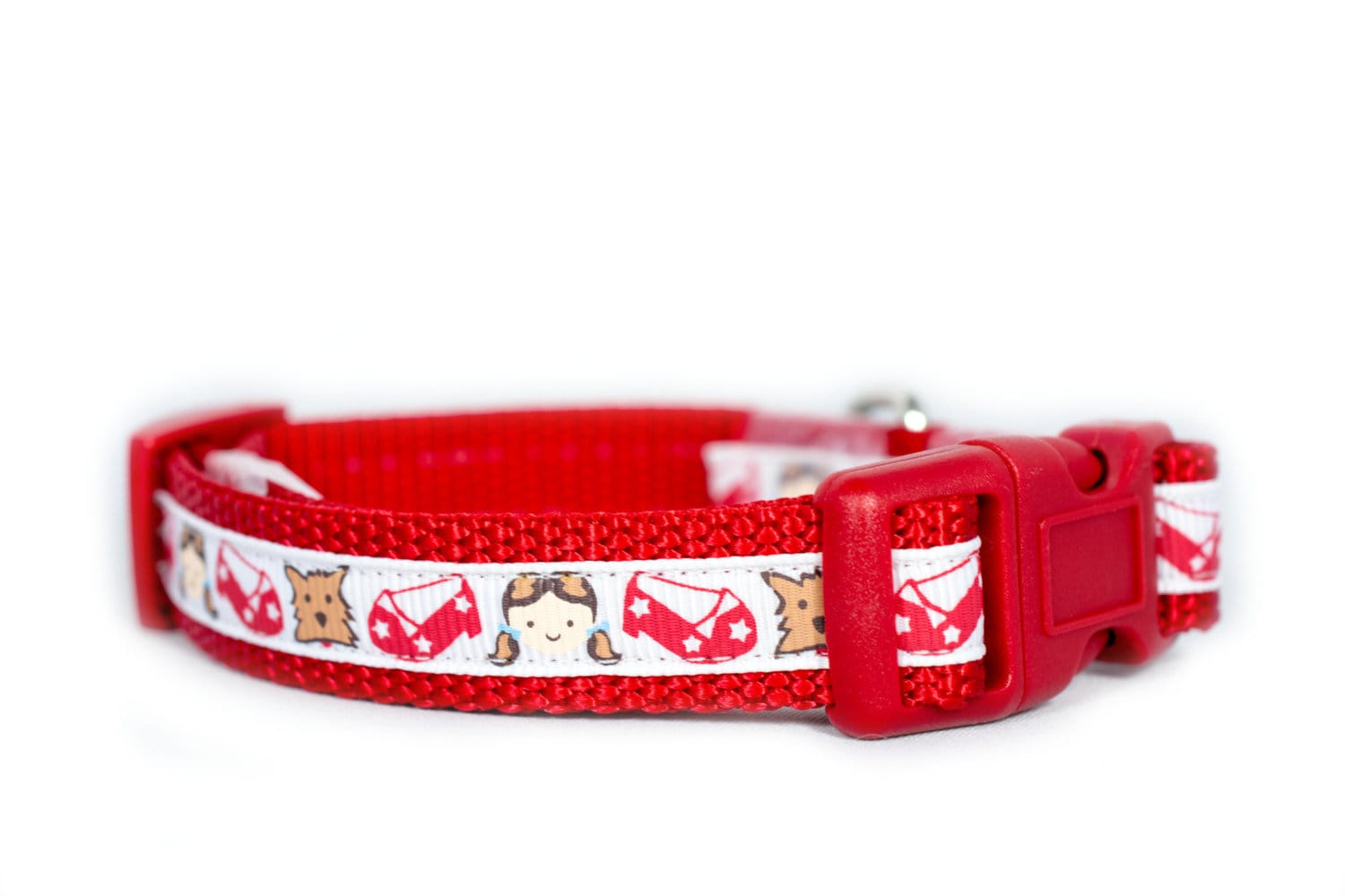 Girl Dog Collar Red Dog Collar 1/2 5/8 or 3/4 inch wide