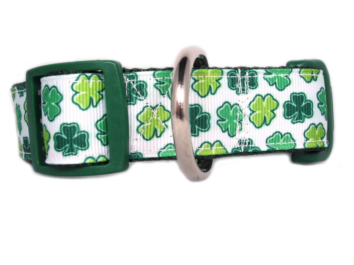 Lucky Clover Dog Collar 1 inch wide buckle or martingale Etsy