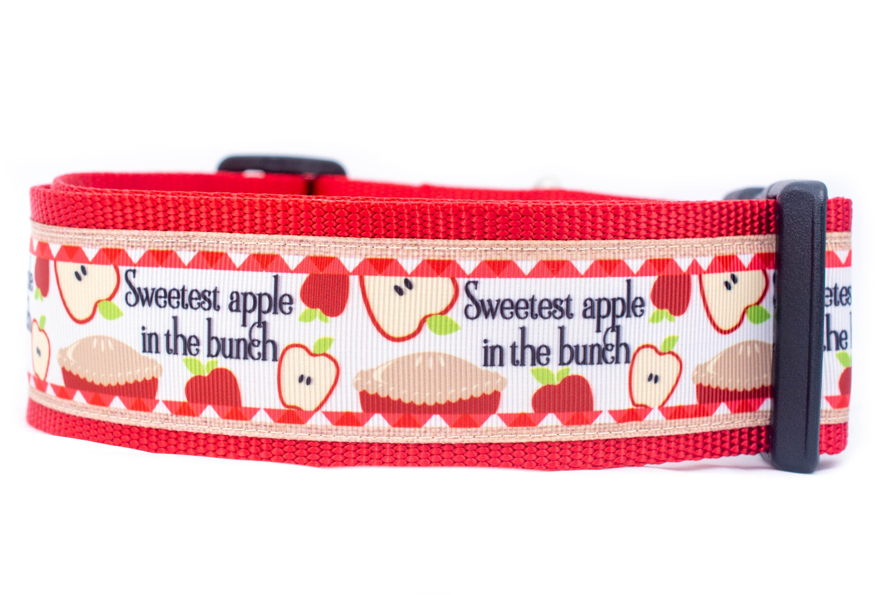 Sweetest Apple Dog Collar - 2 Inch Wide For Big Dogs Buckle Or Martingale Rustic Dog Collar Girl Apple Pie Cute Red