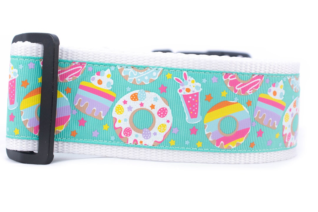 Donut Dog Collar 2 Inch Wide Buckle or Martingale Star Dog Collar Candy