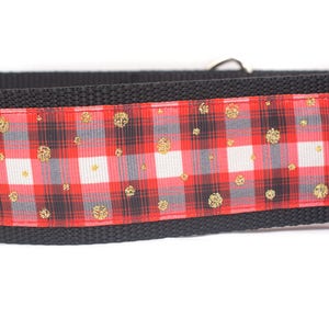 Red Plaid Dog Collar 2 inch wide for large dogs buckle or martingale collar boy dog collar rustic dog collar buffalo plaid collar image 2