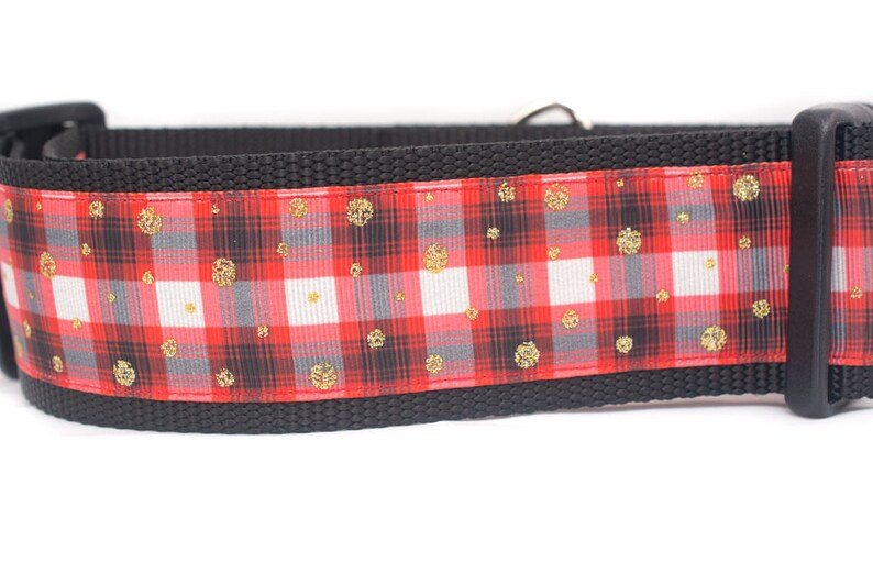 Red Plaid Dog Collar 2 inch wide for large dogs buckle or martingale collar boy dog collar rustic dog collar buffalo plaid collar image 2