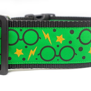 Wizard Glasses Dog Collar - 2 inch wide - buckle or martingale collar - magic dog collars - cool dog collar - boy dog collar - trendy dog