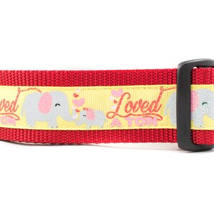 Lemon Loved a Ton Elephant Dog Collar - 1.5 inch wide - buckle or martingale collar - valentines day dog collar - hearts collar - valentine