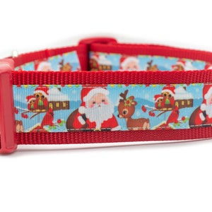 Santa Dog Collar - 1.5 inch wide - buckle or martingale collar - Christmas dog collar - holiday dog collar - reindeer collar - winter - owl