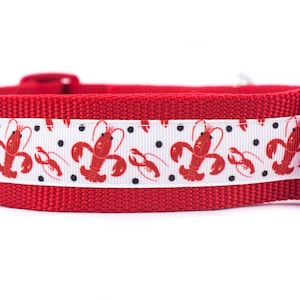 Crayfish Dog Collar - 1.5 inch wide - buckle or martingale collar - nautical dog collar - summer dog collar - lobster dog collar - red XL