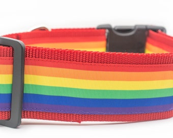 Pride Dog Collar - 2 inch wide - buckle or martingale collar - LGBTQ dog collars - rainbow dog collar - Gay pride dog collar - pride flag