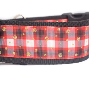 Red Plaid Dog Collar 2 inch wide for large dogs buckle or martingale collar boy dog collar rustic dog collar buffalo plaid collar image 5