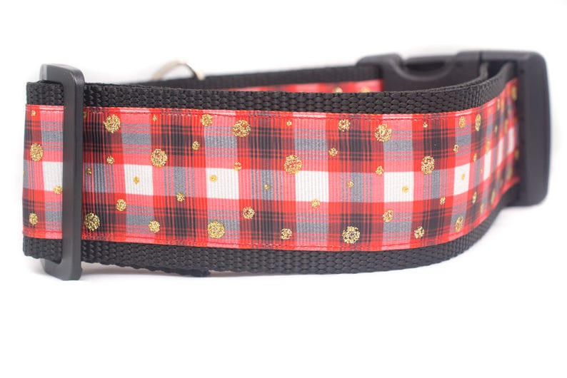 Red Plaid Dog Collar 2 Inch Wide for Large Dogs Buckle or Etsy