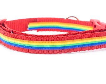 Pride Dog Collar - 5/8 or 3/4 inch wide - buckle or martingale collar - LGBTQ dog collars - rainbow dog collar - Gay pride dog collar - flag