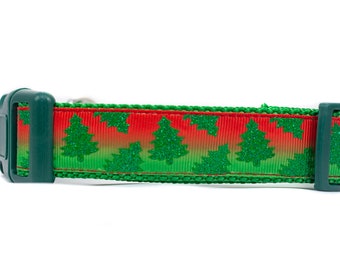 Christmas Tree Dog Collar - Winter Dog Collar - 1" inch wide - seasonal dog collar - xmas tree - ombre holiday christmas - dog gifts