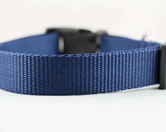 Nylon Dog Collar, 1 inch wide, Many color choices, black, blue, orange, white, red, brown, green, tan, grey, silver, pink, navy, raspberry