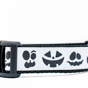 Spooky Pumpkin Face Dog Collar - Pumpkin Dog Collar- 1 inch wide - buckle or martingale collar - Fall dog collar - Halloween dog collar