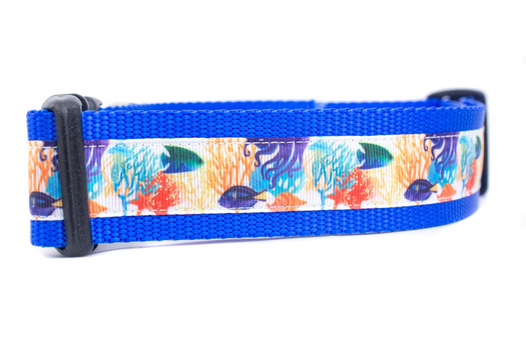Coral Reef Dog Collar 1.5 Inch Wide Collar Buckle or Martingale Collar ...
