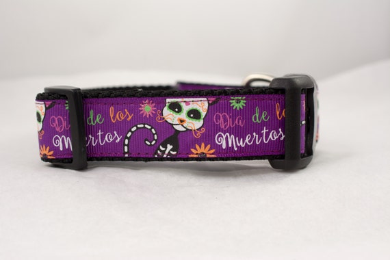 Halloween Dog Collar 1 inch wide Cemetery 11-14 inches adjustable small