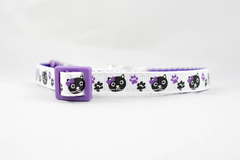 Purple Kitty Cat Collar 3/8 Wide Collar Paw Cat Etsy