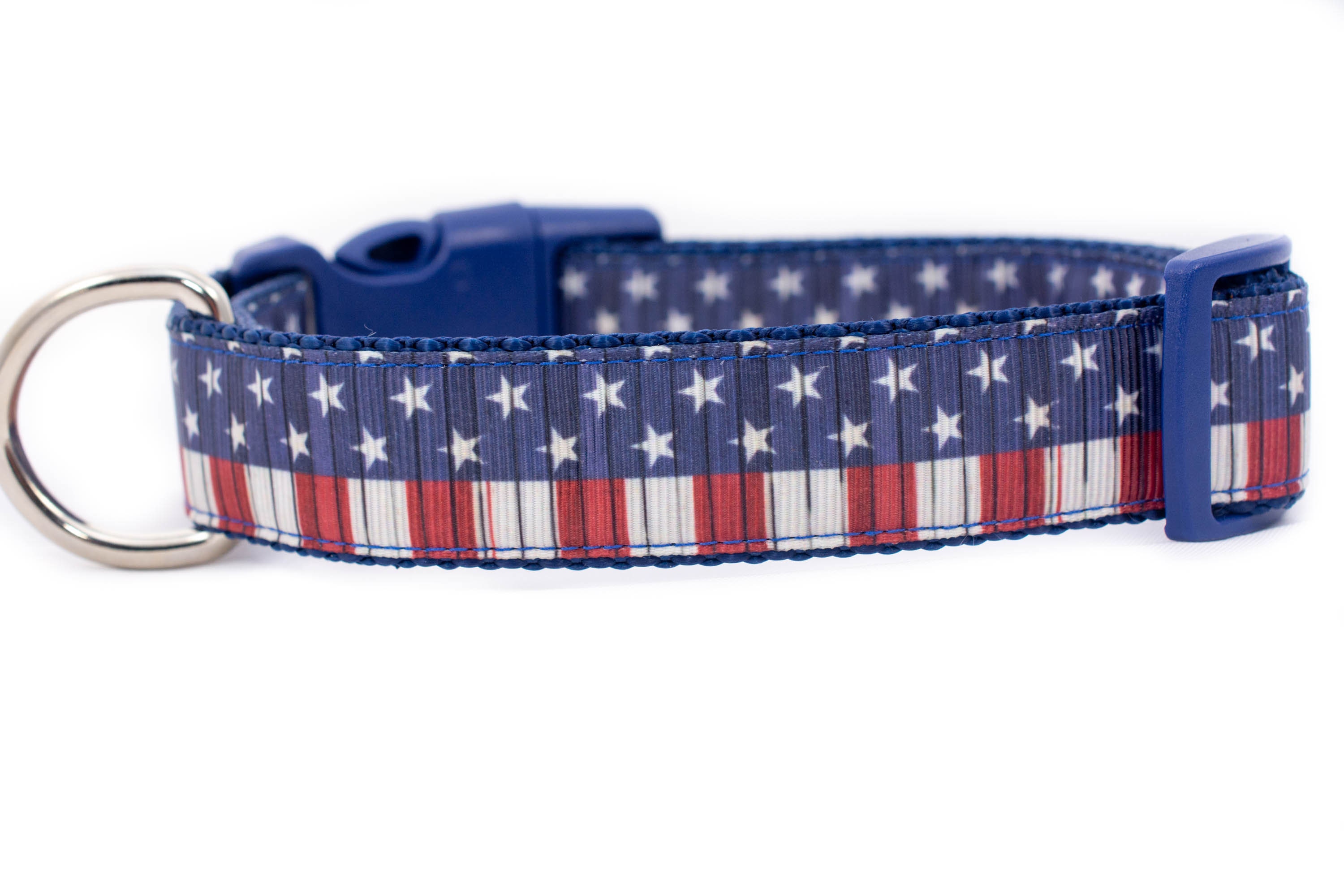 American Vintage Flag 1 Inch Wide Dog Collar - Buckle Or Martingale Collar Patriotic Dog Star 4Th Of July