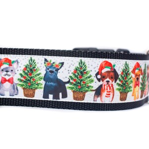 Christmas Puppies Dog Collar - 2 inch wide - buckle or martingale collar - christmas dog collar for XL dogs - holiday dog collar - xmas dog