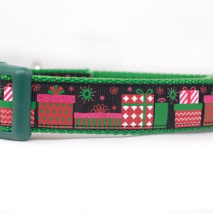 Holiday Gift Dog Collar - Presents Dog Collar - 1&quot; inch wide - christmas dog collar - seasonal dog collar - xmas dog collar - dog gift
