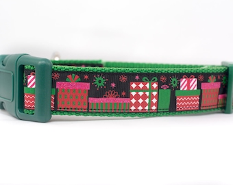 Holiday Gift Dog Collar - Presents Dog Collar - 1" inch wide - christmas dog collar - seasonal dog collar - xmas dog collar - dog gift