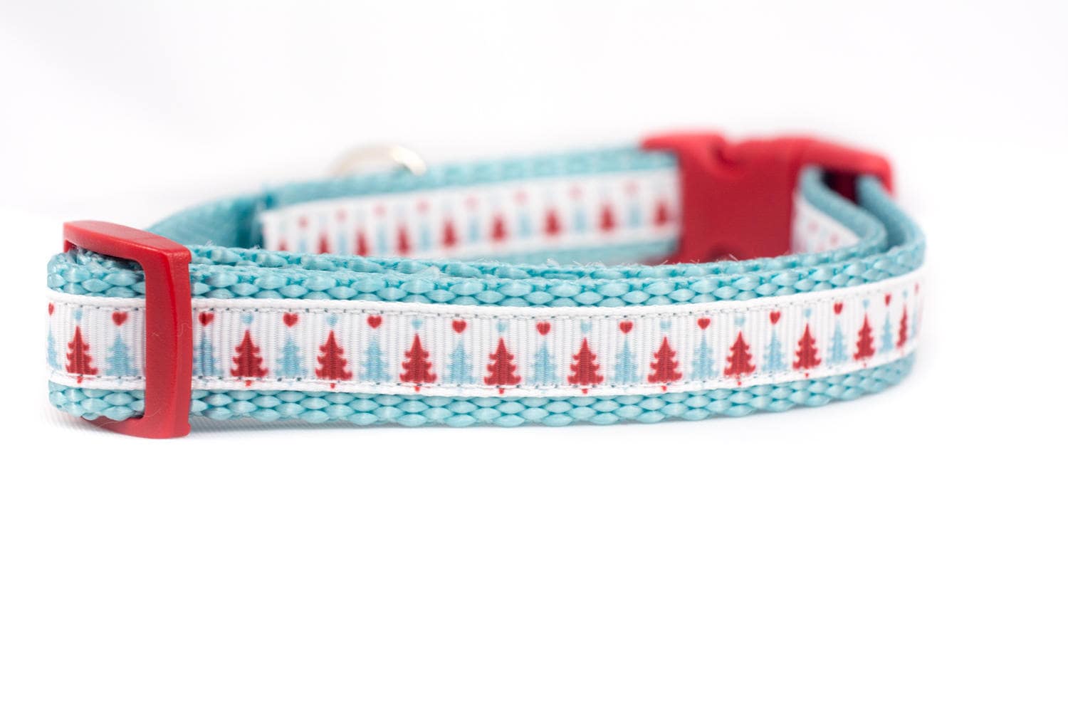 Blue Christmas Tree Dog Collar - 5/8" Or 3/4" Wide Holiday Dog Collar Winter