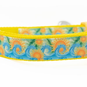 Summer Surf - 1 inch wide collar - buckle or martingale collar - nautical dog collar - summer dog collar - sunny dog collar - ocean waves image 3