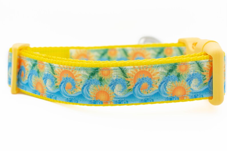 Summer Surf - 1 inch wide collar - buckle or martingale collar - nautical dog collar - summer dog collar - sunny dog collar - ocean waves image 3